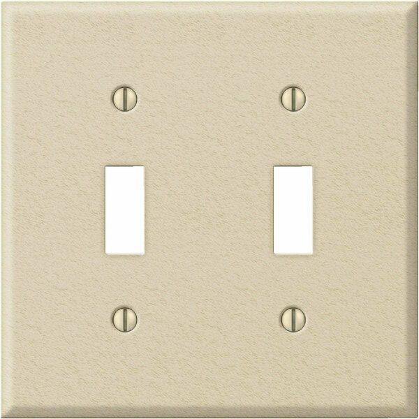 Amerelle PRO 2-Gang Stamped Steel Toggle Switch Wall Plate, Ivory Wrinkle C982TTIV